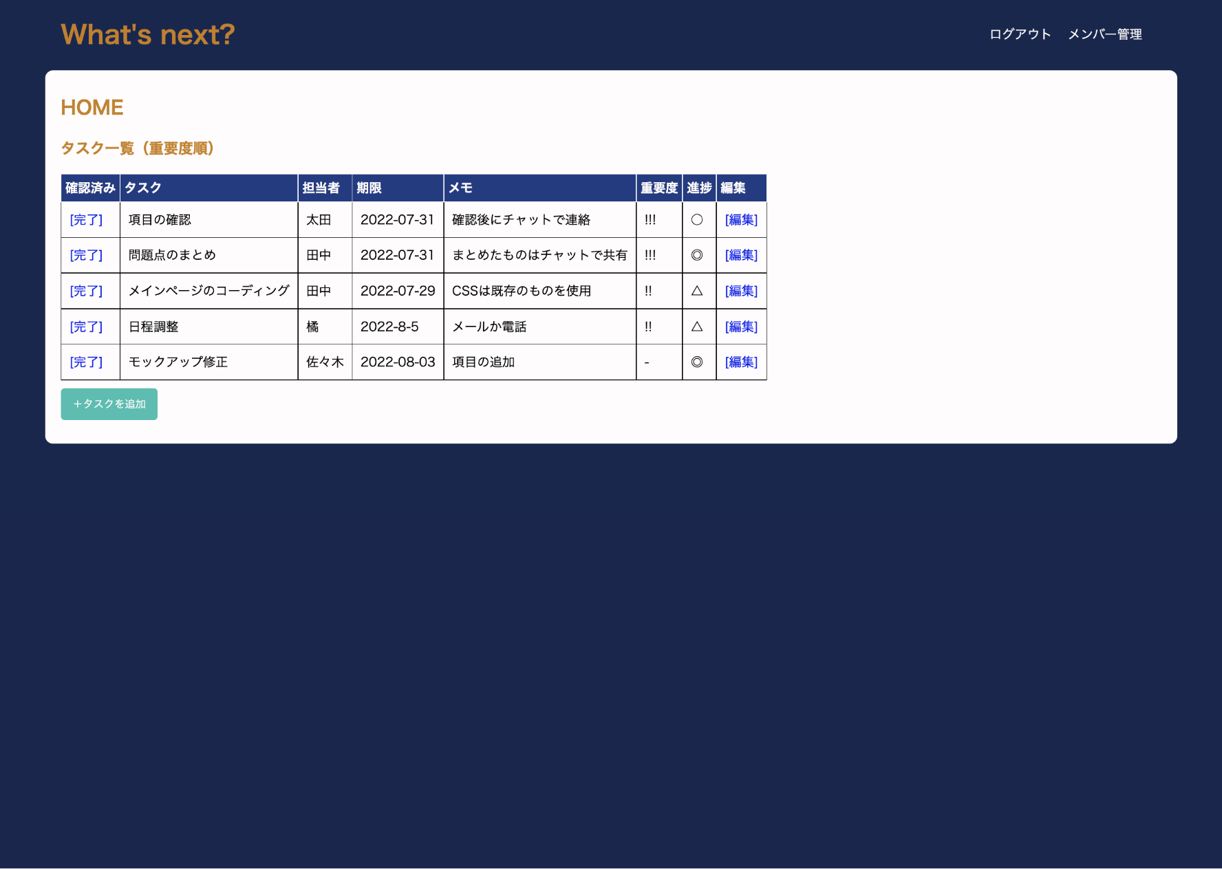 タスク共有アプリ『What's Next』
